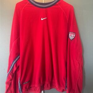 Vintage 90's Nike USA Football Fleece Sweatshirt Soccer Red Track Top Train